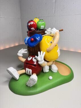 M&M's 2000 Advertising Candy Dispenser Golf Theme Characters Yellow Red Blue